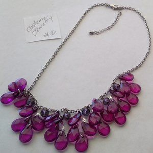 Amethyst simulated gemstone floral costume handmade pendant necklace